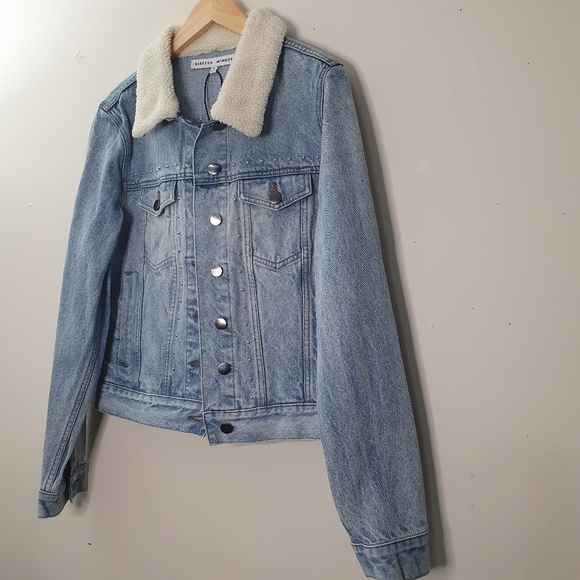 Rebecca Minkoff Clark Denim Vintage Washed Jacket With Stud Size XL - Picture 4 of 13